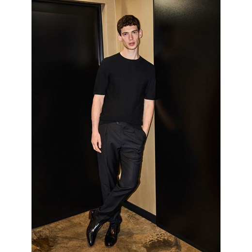 Reserved - Lniane spodnie garniturowe - czarny ze sklepu Reserved w kategorii Spodnie męskie - zdjęcie 186026148