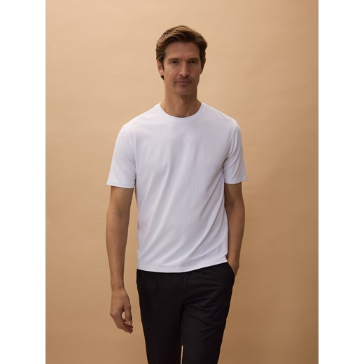 Reserved - T-shirt regular z włóknem bambusowym - biały ze sklepu Reserved w kategorii T-shirty męskie - zdjęcie 186026209