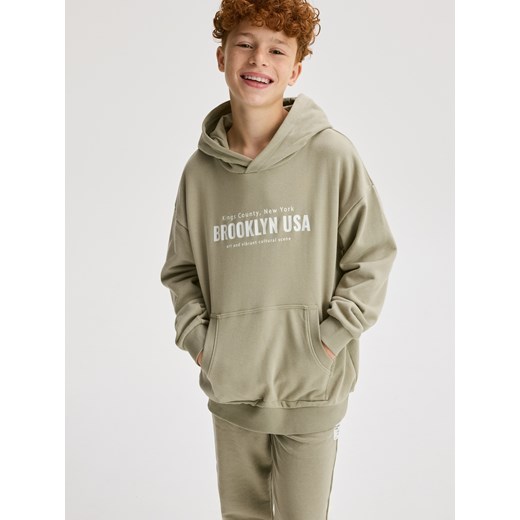 Reserved - Bawełniana bluza oversize - jasnozielony ze sklepu Reserved w kategorii Bluzy chłopięce - zdjęcie 186026809