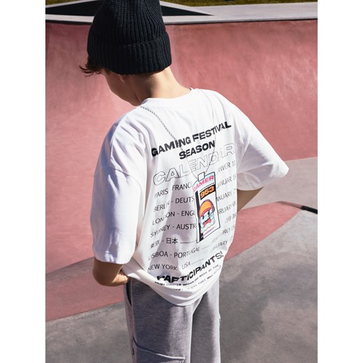 Reserved - T-shirt z nadrukiem - biały Reserved 128 (7-8 lat) Reserved