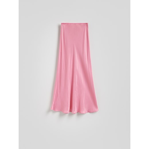 Reserved - Spódnica midi z satynowym wykończeniem - różowy ze sklepu Reserved w kategorii Spódnice - zdjęcie 186027058