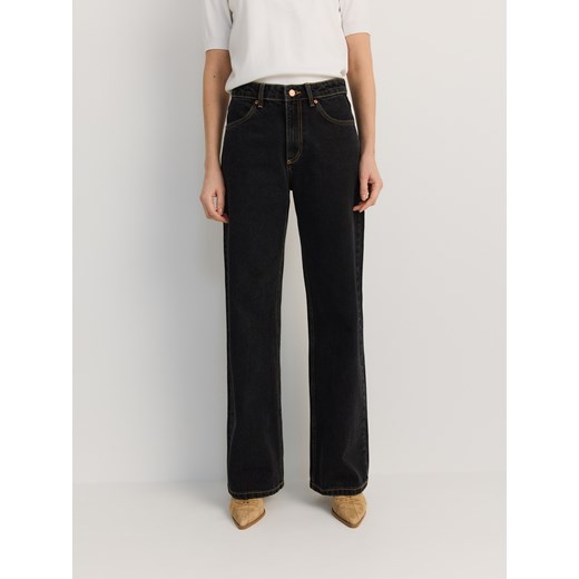 Reserved - Jeansy straight z wysokim stanem - szary ze sklepu Reserved w kategorii Jeansy damskie - zdjęcie 186027505