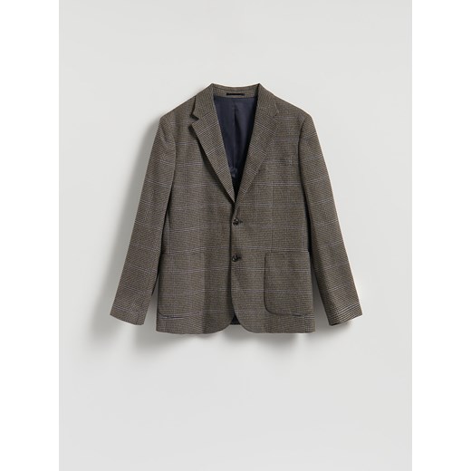 Reserved - Marynarka slim fit z wiskozą - ciemnobrązowy ze sklepu Reserved w kategorii Marynarki męskie - zdjęcie 186027548