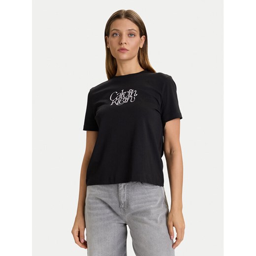 Calvin Klein Jeans T-Shirt LV047D210G Czarny Slim Fit ze sklepu MODIVO w kategorii Bluzki damskie - zdjęcie 186028496