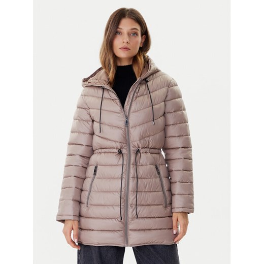 DKNY Płaszcz zimowy DLEMPV38 Beżowy Slim Fit ze sklepu MODIVO w kategorii Płaszcze damskie - zdjęcie 186028785