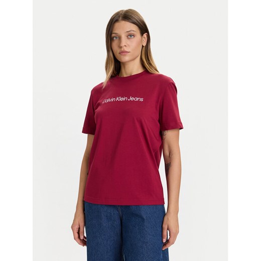 Calvin Klein Jeans T-Shirt LV047C912G Czerwony Regular Fit ze sklepu MODIVO w kategorii Bluzki damskie - zdjęcie 186028889