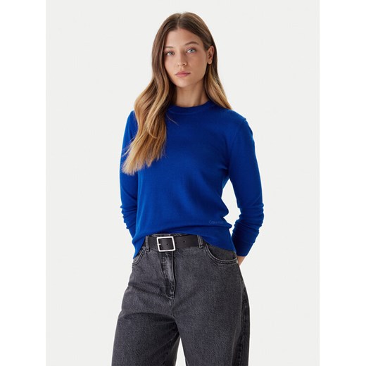 Calvin Klein Sweter LV044D370G Niebieski Regular Fit ze sklepu MODIVO w kategorii Swetry damskie - zdjęcie 186028925