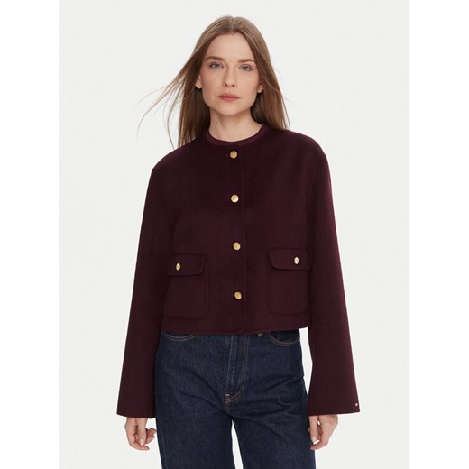 Tommy Hilfiger Kurtka przejściowa WW0WW47446 Bordowy Regular Fit ze sklepu MODIVO w kategorii Kurtki damskie - zdjęcie 186028978