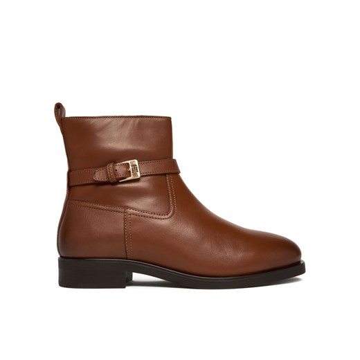 Tommy Hilfiger Botki Th Buckle Riding Leather Bootie FW0FW08781 Brązowy ze sklepu MODIVO w kategorii Botki - zdjęcie 186029279