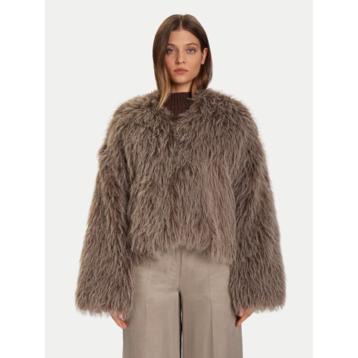 Eleh Futro Grigio Fango EFW250306 Brązowy Regular Fit ze sklepu MODIVO w kategorii Futra damskie - zdjęcie 186029337