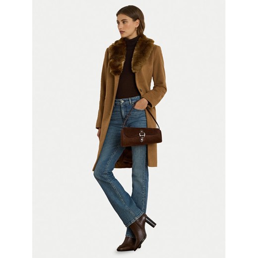LAUREN RALPH LAUREN Płaszcz wełniany 297P04148002 Brązowy Straight Fit ze sklepu MODIVO w kategorii Płaszcze damskie - zdjęcie 186029355