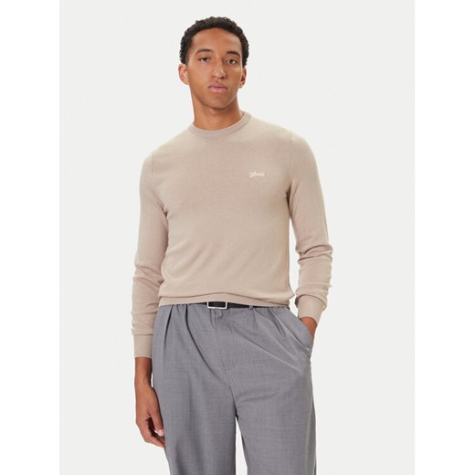 Guess Sweter M5YR26 Z0122 Beżowy Slim Fit ze sklepu MODIVO w kategorii Swetry męskie - zdjęcie 186029368