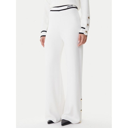 Liu Jo Sport Spodnie dzianinowe TF5252 MS59L Écru Regular Fit ze sklepu MODIVO w kategorii Spodnie damskie - zdjęcie 186029635