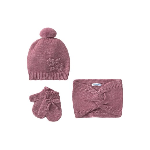 Mayoral Komplet czapka, komin i rękawiczki 10019 Różowy ze sklepu MODIVO w kategorii Rękawiczki dziecięce - zdjęcie 186030015