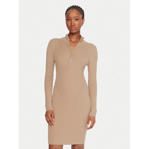 Guess Sukienka codzienna W5BK45 Z0572 Beżowy Slim Fit ze sklepu MODIVO w kategorii Sukienki - zdjęcie 186030055