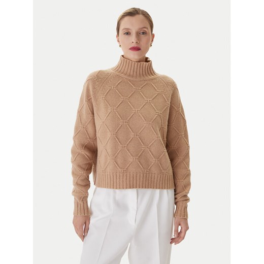 Elisabetta Franchi Sweter MK-55T-57E2 Brązowy Regular Fit ze sklepu MODIVO w kategorii Swetry damskie - zdjęcie 186030286