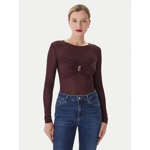 Elisabetta Franchi Body BO-016-57E2-V390 Bordowy Slim Fit ze sklepu MODIVO w kategorii Bluzki damskie - zdjęcie 186030306