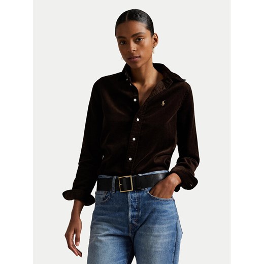 Polo Ralph Lauren Koszula 211971526002 Brązowy Slim Fit ze sklepu MODIVO w kategorii Koszule damskie - zdjęcie 186030466