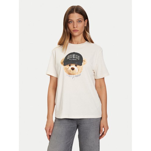 Guess T-Shirt V5BI09 I3Z14 Écru Relaxed Fit ze sklepu MODIVO w kategorii Bluzki damskie - zdjęcie 186030565