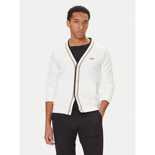 BOSS Kardigan Sardigan 50543472 Biały Relaxed Fit ze sklepu MODIVO w kategorii Swetry męskie - zdjęcie 186030948