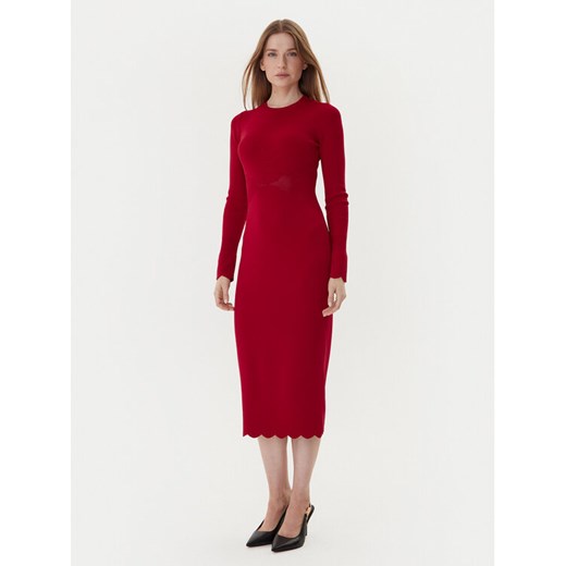 TWINSET Sukienka dzianinowa 252TP3040 Czerwony Slim Fit ze sklepu MODIVO w kategorii Sukienki - zdjęcie 186031037