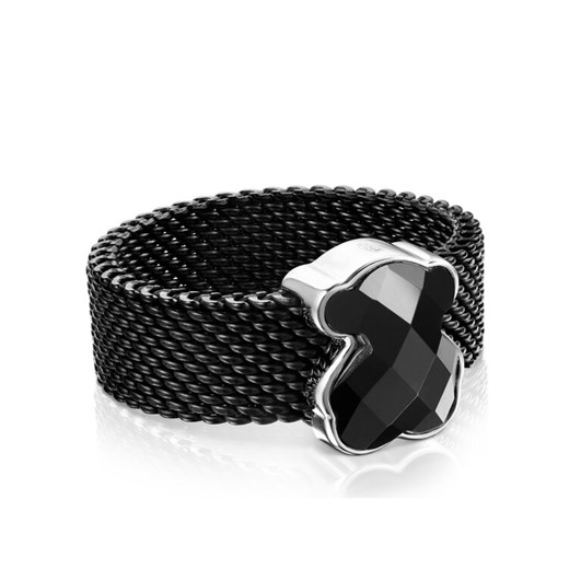 TOUS Pierścionek Icon Mesh 1002790512 Czarny ze sklepu MODIVO w kategorii Pierścionki - zdjęcie 186031089