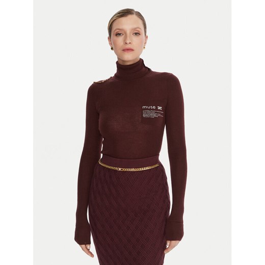 Elisabetta Franchi Golf MK-43B-57E2-V320 Bordowy Regular Fit ze sklepu MODIVO w kategorii Swetry damskie - zdjęcie 186031178