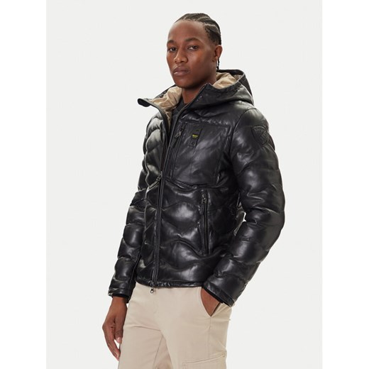 Blauer Kurtka skórzana 25WBLUL01314 007012 Czarny Regular Fit ze sklepu MODIVO w kategorii Kurtki męskie - zdjęcie 186031235