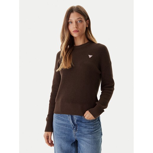 Guess Jeans Sweter W4BR08 Z3HM1 Brązowy Regular Fit ze sklepu MODIVO w kategorii Swetry damskie - zdjęcie 186031256