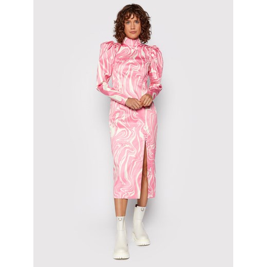 ROTATE Sukienka koktajlowa Theresa Dress RT588 Różowy Regular Fit ze sklepu MODIVO w kategorii Sukienki - zdjęcie 186031288