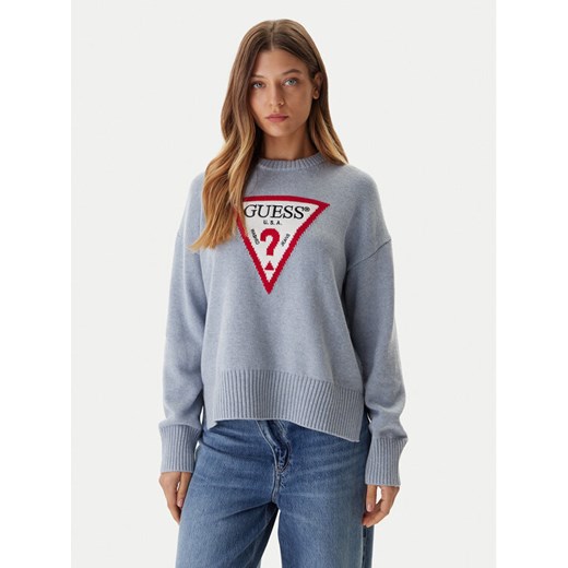 Guess Jeans Sweter W4BR12 Z3HM1 Niebieski Relaxed Fit ze sklepu MODIVO w kategorii Swetry damskie - zdjęcie 186031856