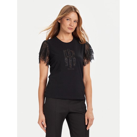 Fracomina T-Shirt FR25WT3059J401G1 Czarny Regular Fit ze sklepu MODIVO w kategorii Bluzki damskie - zdjęcie 186032005