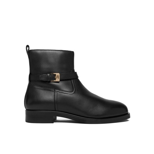 Tommy Hilfiger Botki Th Buckle Riding Leather Bootie FW0FW08781 Czarny ze sklepu MODIVO w kategorii Botki - zdjęcie 186032617