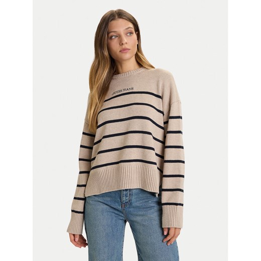Guess Jeans Sweter W5BR03 Z3HM1 Beżowy Relaxed Fit ze sklepu MODIVO w kategorii Swetry damskie - zdjęcie 186032637