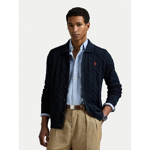 Polo Ralph Lauren Kardigan 710979114002 Granatowy Regular Fit ze sklepu MODIVO w kategorii Swetry męskie - zdjęcie 186032645