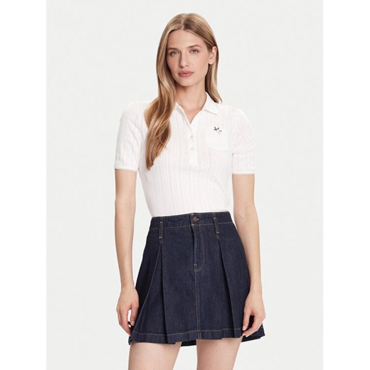 Lacoste Polo DF5296 Écru Slim Fit ze sklepu MODIVO w kategorii Bluzki damskie - zdjęcie 186032776