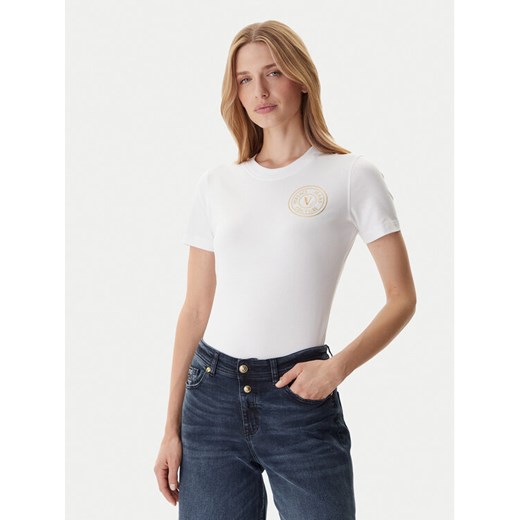 Versace Jeans Couture T-Shirt 79HAHT01 CJ03T Biały Regular Fit ze sklepu MODIVO w kategorii Bluzki damskie - zdjęcie 186033078