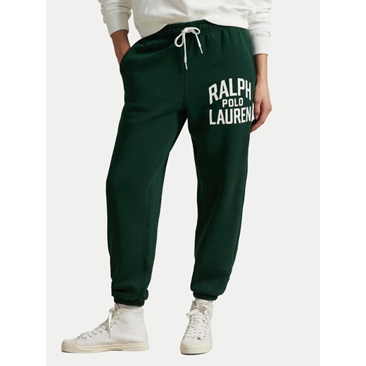 Polo Ralph Lauren Spodnie dresowe 211971758001 Zielony Tapered Fit ze sklepu MODIVO w kategorii Spodnie damskie - zdjęcie 186033339
