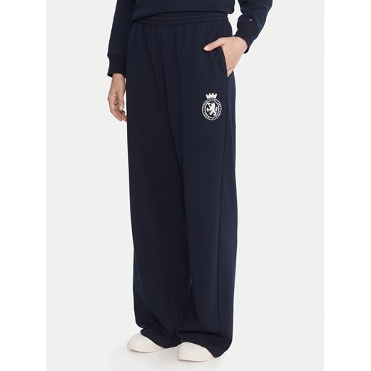 Tommy Hilfiger Spodnie dresowe UW0UW06081 Granatowy Wide Leg ze sklepu MODIVO w kategorii Spodnie damskie - zdjęcie 186033426