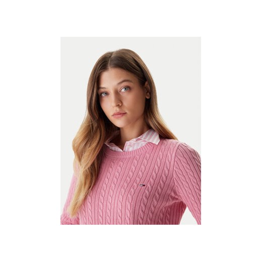 Tommy Jeans Sweter Cable Essential DW0DW22165 Różowy Regular Fit Tommy Jeans L MODIVO