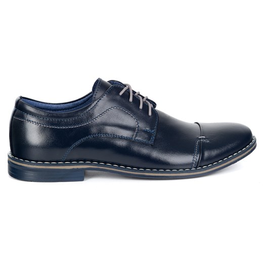Buty męskie skórzane eleganckie 276LU granatowe ze sklepu butyolivier w kategorii Buty eleganckie męskie - zdjęcie 186056597