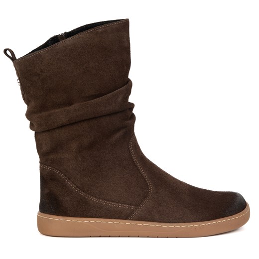 Buty Damskie botki BAREFOOT skórzane ocieplane Freja polskie brązowe ze sklepu butyolivier w kategorii Półbuty damskie - zdjęcie 186056618