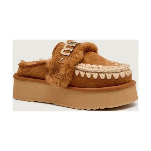 MOU Mule Platform clog - letter logo | shearling | z dodatkiem wełny | skóra ze sklepu Gomez Fashion Store w kategorii Klapki damskie - zdjęcie 186058486