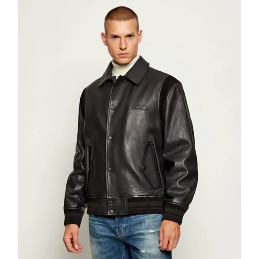 HUGO Skórzana kurtka Lewick | Relaxed fit ze sklepu Gomez Fashion Store w kategorii Kurtki męskie - zdjęcie 186059218