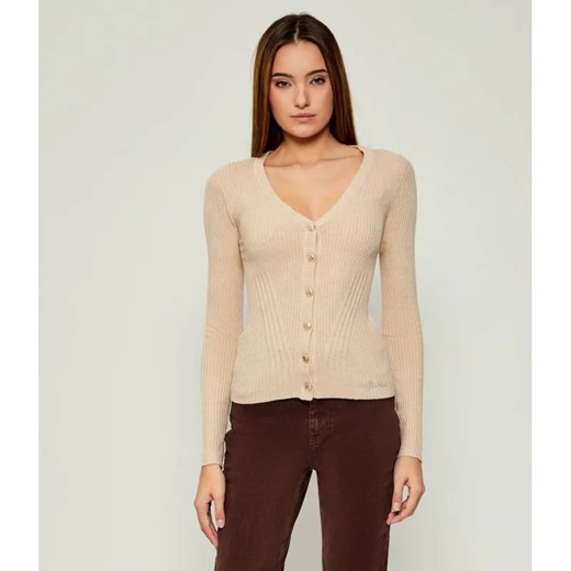 GUESS Kardigan JULIA | Slim Fit | z dodatkiem jedwabiu i kaszmiru ze sklepu Gomez Fashion Store w kategorii Swetry damskie - zdjęcie 186059466
