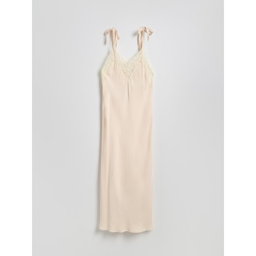 Reserved - Sukienka z koronkowym zdobieniem - kremowy ze sklepu Reserved w kategorii Sukienki - zdjęcie 186068927