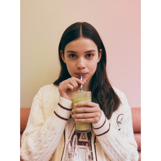 Reserved - Kardigan z kontrastowymi wstawkami - kremowy Reserved 146/152 (10-11 lat) okazyjna cena Reserved