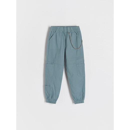 Reserved - Spodnie z łańcuszkiem - morski Reserved 164 (13 lat) promocja Reserved