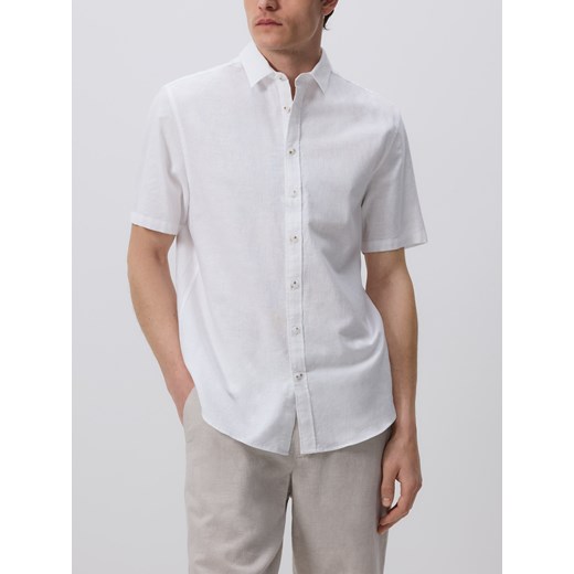 Reserved - Koszula regular z lnem - biały ze sklepu Reserved w kategorii Koszule męskie - zdjęcie 186069265