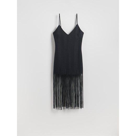 Reserved - Lniana sukienka z frędzlami - czarny ze sklepu Reserved w kategorii Sukienki - zdjęcie 186069708
